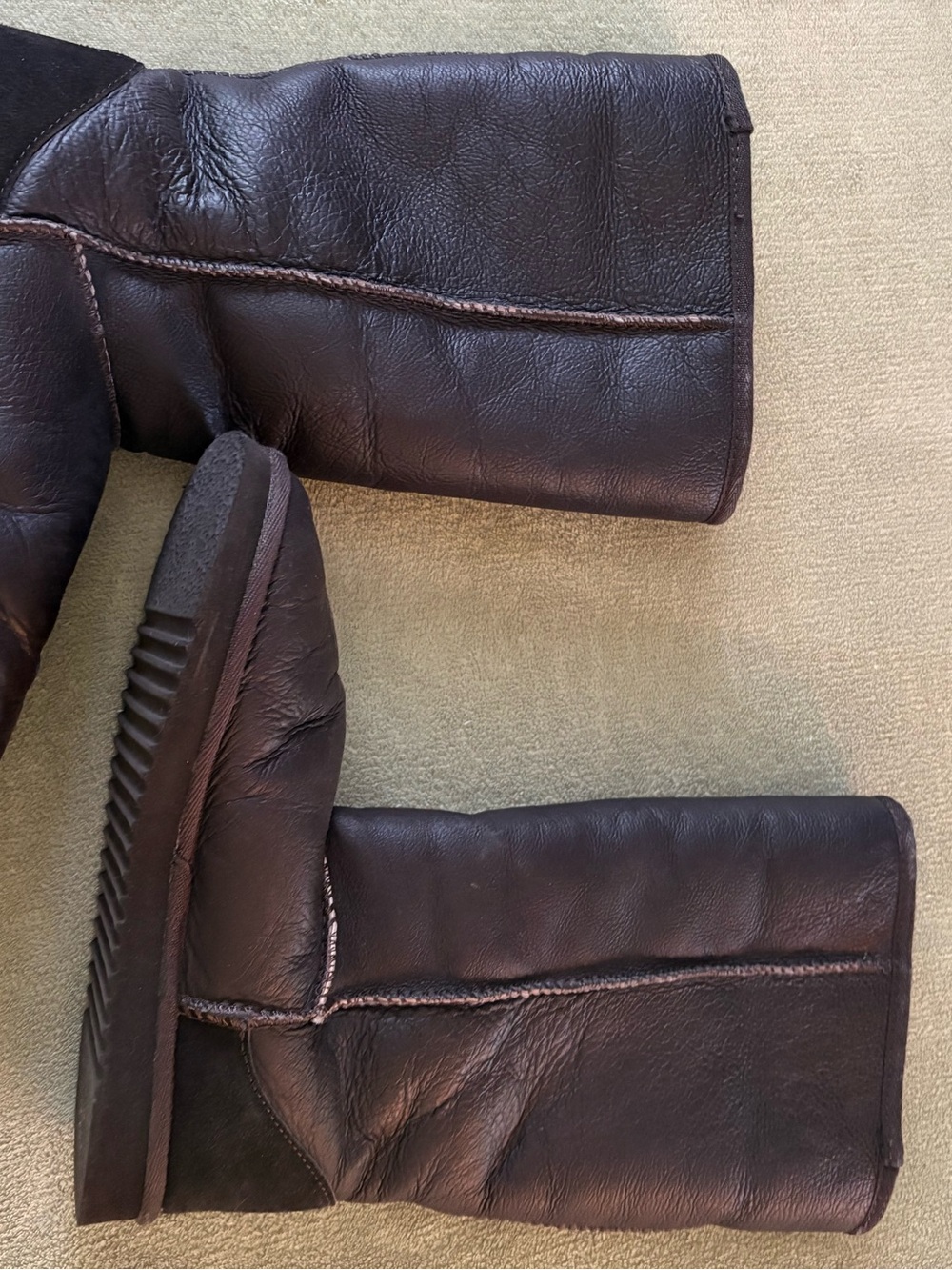 Womens Dark Brown Leather Slip-On Boots